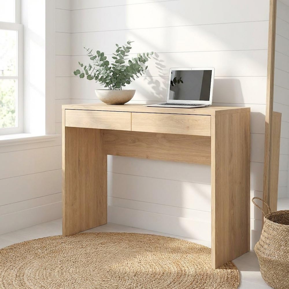 Home Office Work Table - Scrivania in legno marrone con cassetti,