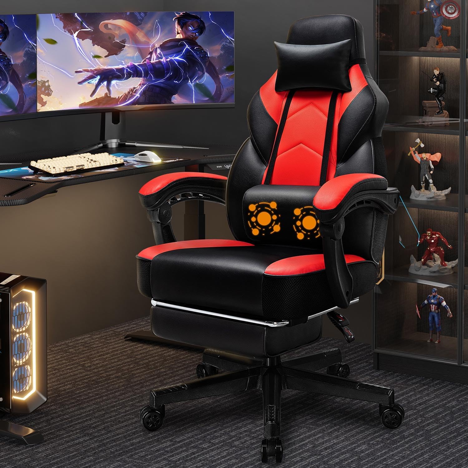 Ergonomic Office Chair - Sedia da Gaming con Poggiapiedi, Supporto